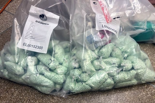 Authorities seized 110 kilograms of heroin, fentanyl, and cocaine, in addition to 50 pounds of what is believed to be crystal meth, along with tens of thousands of counterfeit pills.
